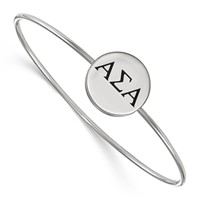 Sterling S. Rh-plated LogoArt Alpha Sigma Alpha Enameled Slip-on Bangle view 1