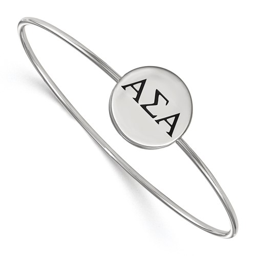 Sterling S. Rh-plated LogoArt Alpha Sigma Alpha Enameled Slip-on Bangle