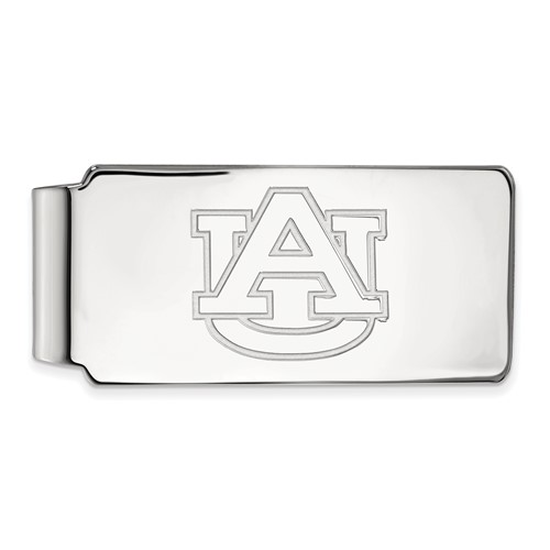 Sterling Silver Rhodium-plated LogoArt Auburn University Money Clip