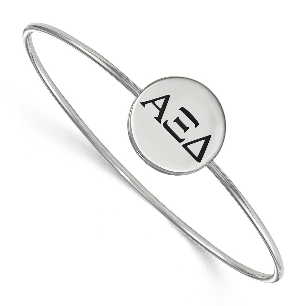 Sterling Silver Rh-plated LogoArt Alpha Xi Delta Enameled Slip-on Bangle
