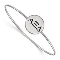 Sterling Silver Rh-plated LogoArt Alpha Xi Delta Enameled Slip-on Bangle view 1