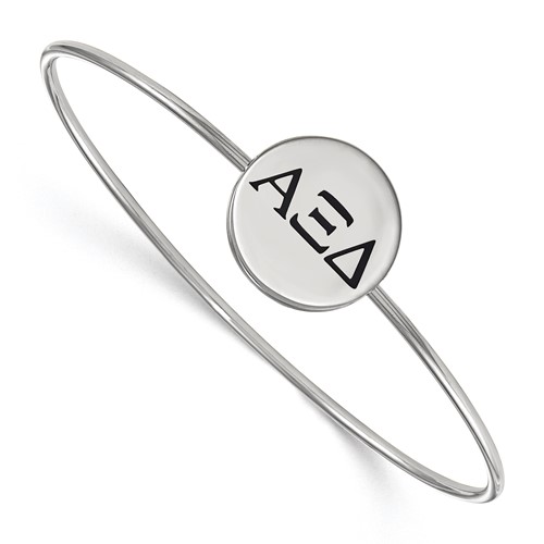 Sterling Silver Rh-plated LogoArt Alpha Xi Delta Enameled Slip-on Bangle