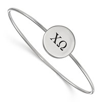 Sterling Silver Rh-plated LogoArt Chi Omega Enameled Slip-on Bangle view 1
