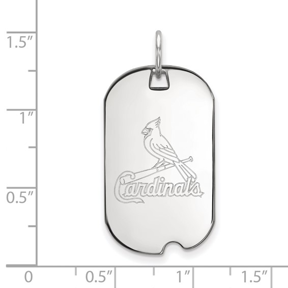 10k White Gold Major League Baseball LogoArt St. Louis Cardinals Small Dog Tag Pendant