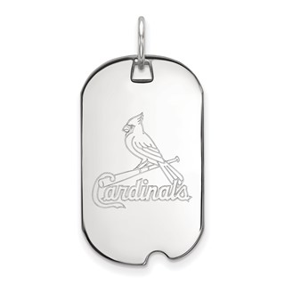 10k White Gold Major League Baseball LogoArt St. Louis Cardinals Small Dog Tag Pendant