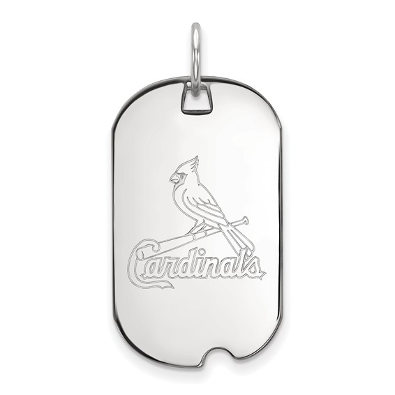 10k White Gold Major League Baseball LogoArt St. Louis Cardinals Small Dog Tag Pendant