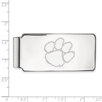 Sterling Silver Rhodium-plated LogoArt Clemson University Tiger Paw Money Clip view 2