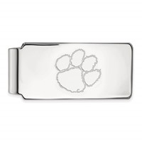 Sterling Silver Rhodium-plated LogoArt Clemson University Tiger Paw Money Clip view 1