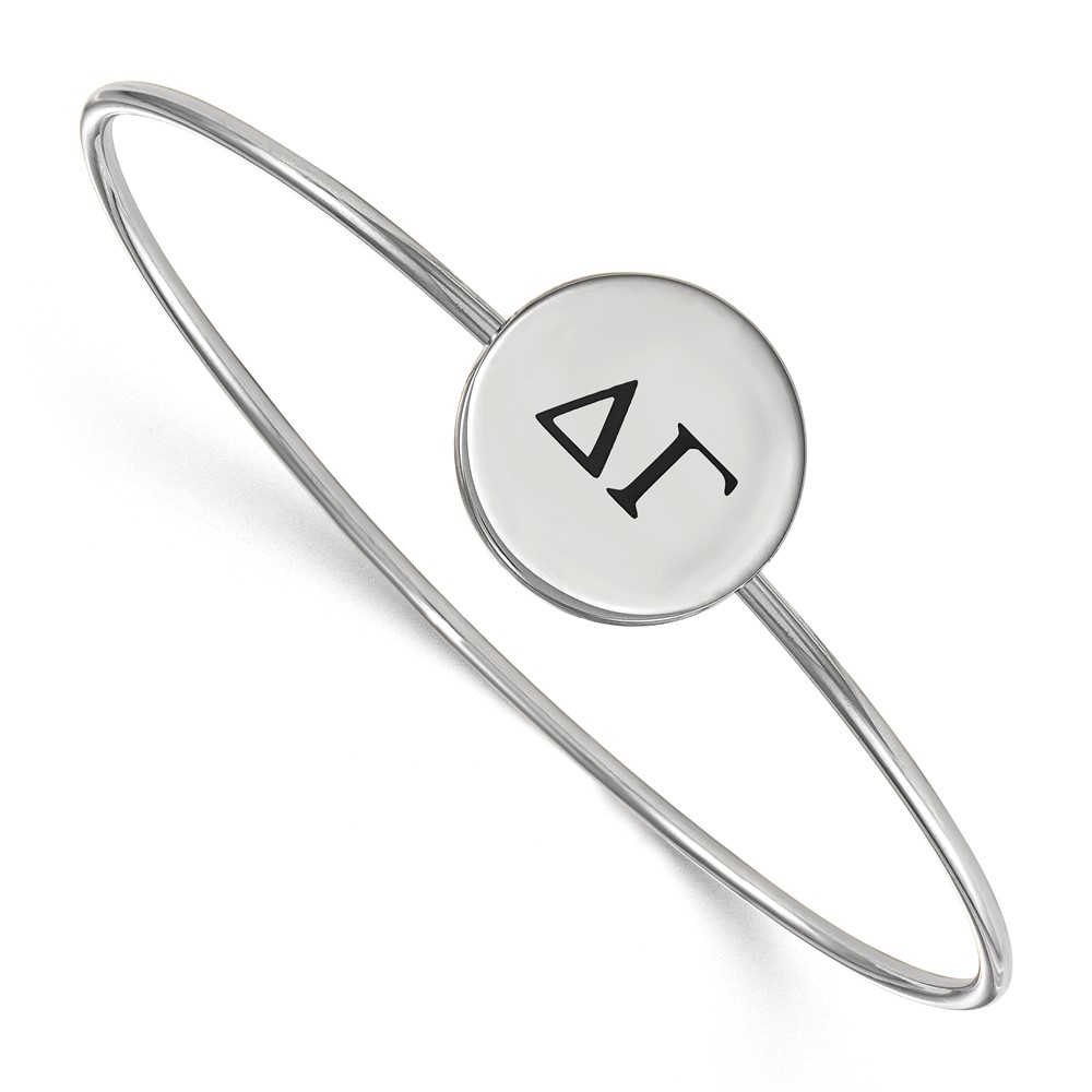 Sterling Silver Rh-plated LogoArt Delta Gamma Enameled Slip-on Bangle