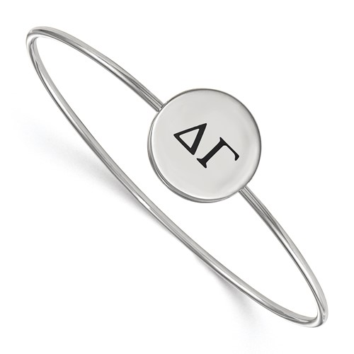 Sterling Silver Rh-plated LogoArt Delta Gamma Enameled Slip-on Bangle