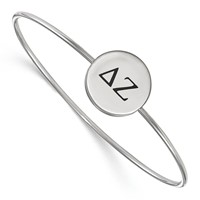Sterling Silver Rh-plated LogoArt Delta Zeta Enameled Slip-on Bangle view 1