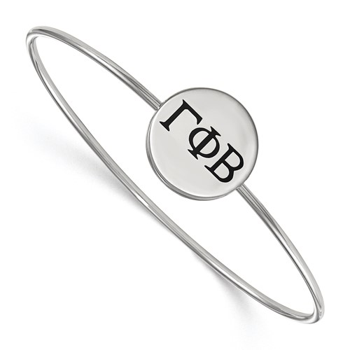 Sterling Silver Rh-plated LogoArt Gamma Phi Beta Enameled Slip-on Bangle