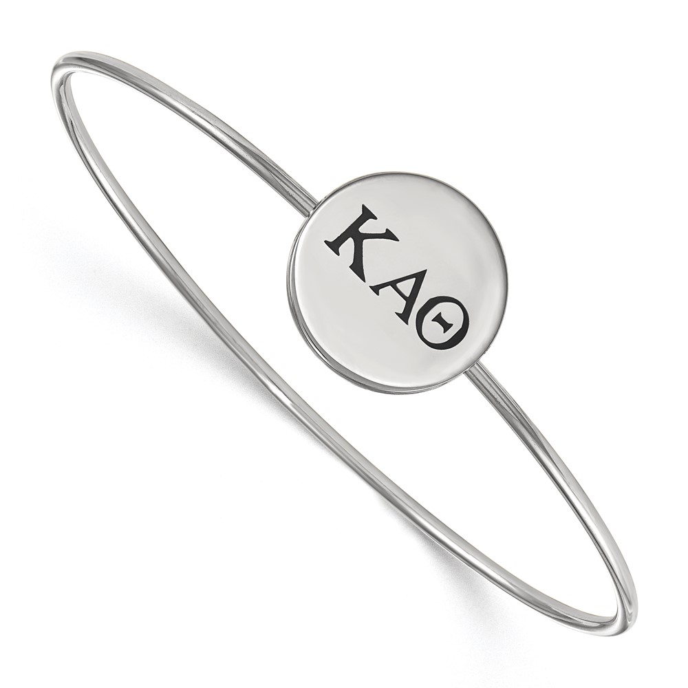 Sterling S. Rh-plated LogoArt Kappa Alpha Theta Enameled Slip-on Bangle