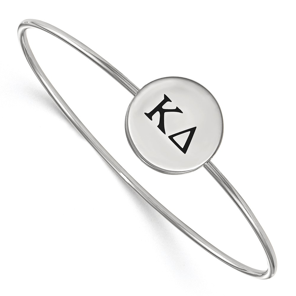 Sterling Silver Rh-plated LogoArt Kappa Delta Enameled Slip-on Bangle