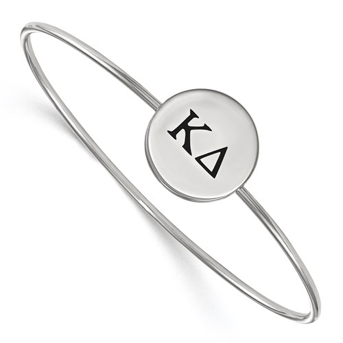 Sterling Silver Rh-plated LogoArt Kappa Delta Enameled Slip-on Bangle