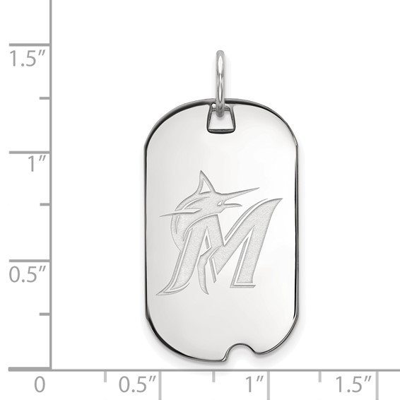 Sterling Silver Rhodium Plated Major League Baseball LogoArt Miami Marlins Dog Tag Pendant