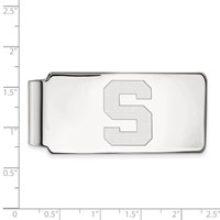 Sterling Silver Rhodium-plated LogoArt Michigan State University Letter S Money Clip view 2