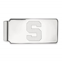 Sterling Silver Rhodium-plated LogoArt Michigan State University Letter S Money Clip view 1