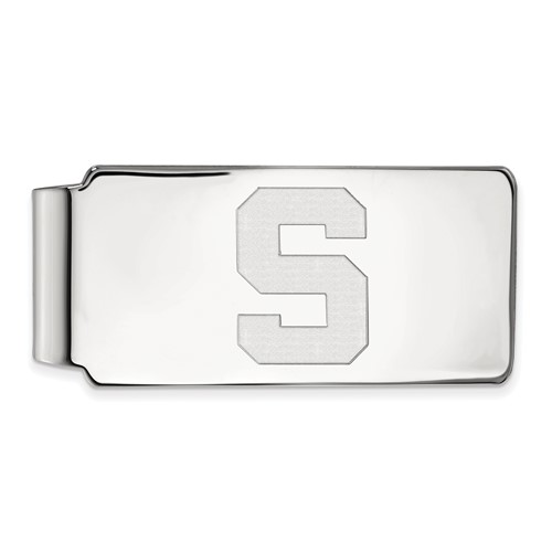 Sterling Silver Rhodium-plated LogoArt Michigan State University Letter S Money Clip