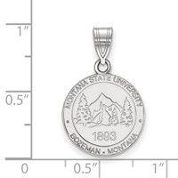 Sterling Silver Rhodium-plated LogoArt Montana State University Medium Crest Pendant view 2