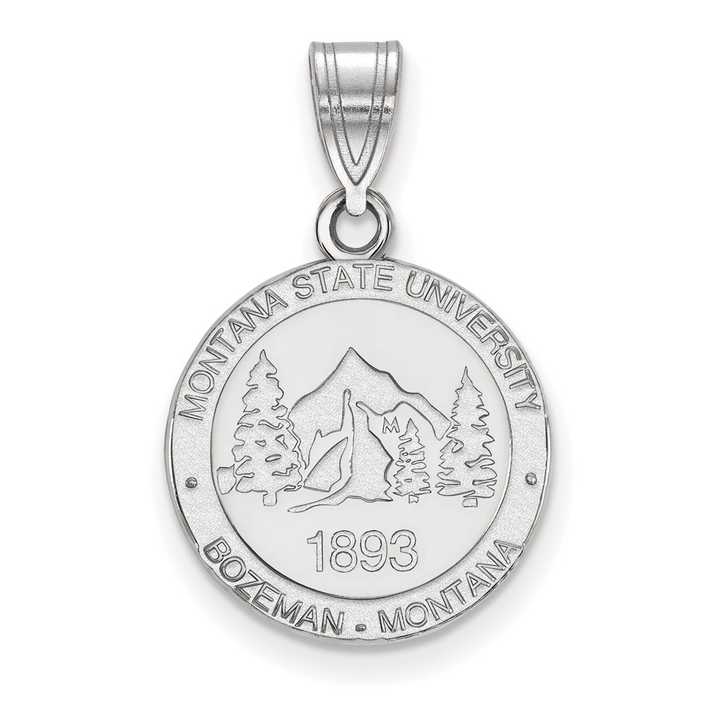 Sterling Silver Rhodium-plated LogoArt Montana State University Medium Crest Pendant