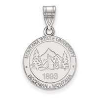 Sterling Silver Rhodium-plated LogoArt Montana State University Medium Crest Pendant view 1