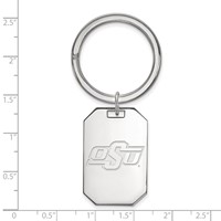 Sterling Silver Rhodium-plated LogoArt Oklahoma State University O-s-u Key Ring view 2