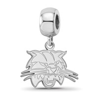 Sterling Silver Rhodium-plated LogoArt Ohio University Bobcat Small Dangle Bead Charm view 1