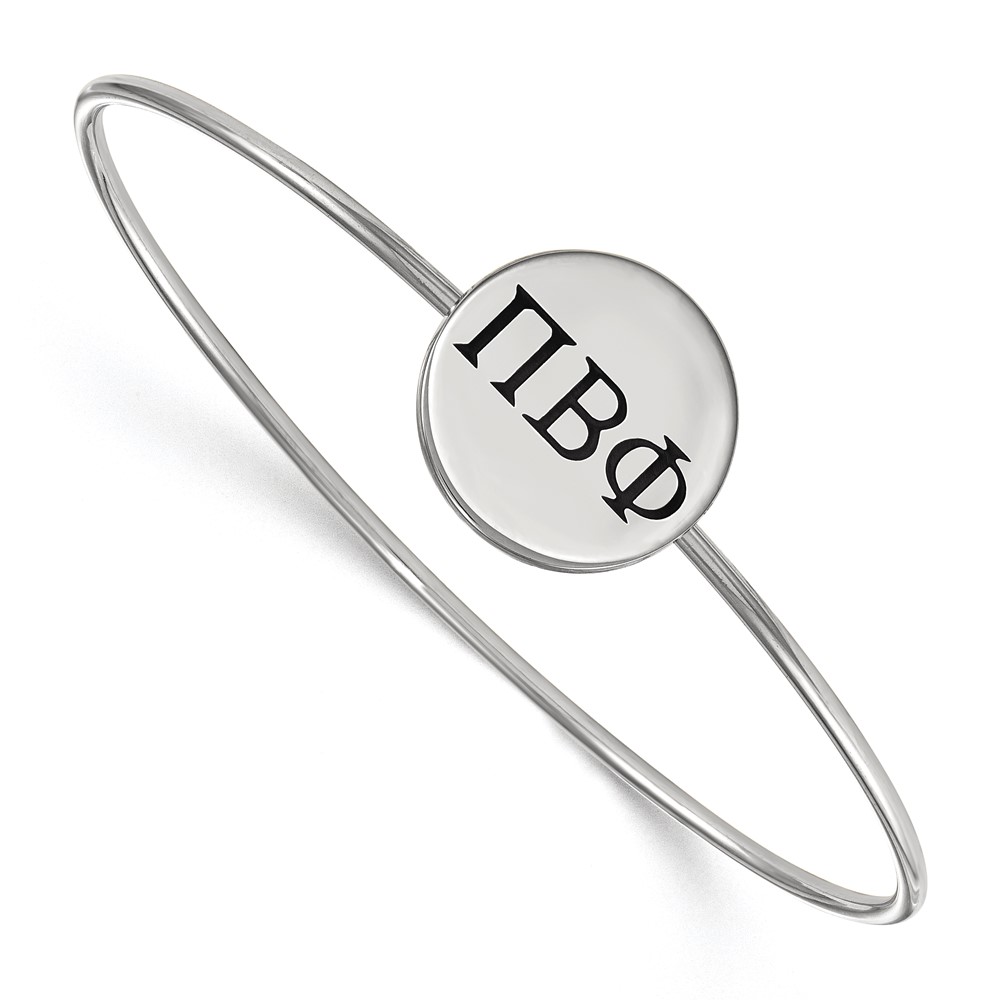 Sterling Silver Rh-plated LogoArt Pi Beta Phi Enameled Slip-on Bangle