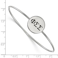 Sterling Silver Rh-plated LogoArt Phi Sigma Sigma Enameled Slip-on Bangle view 2
