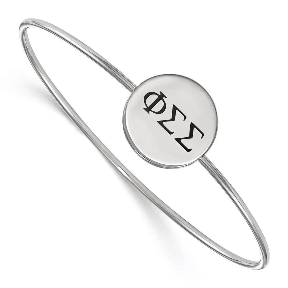 Sterling Silver Rh-plated LogoArt Phi Sigma Sigma Enameled Slip-on Bangle