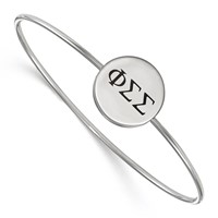 Sterling Silver Rh-plated LogoArt Phi Sigma Sigma Enameled Slip-on Bangle view 1