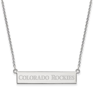 Sterling Silver Rhodium Plated Major League Baseball LogoArt Colorado Rockies Small Bar Necklace