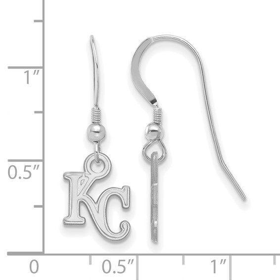Sterling Silver Rhodium Plated Major League Baseball LogoArt Kansas City Royals Dangle Earrings