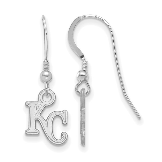 Sterling Silver Rhodium Plated Major League Baseball LogoArt Kansas City Royals Dangle Earrings