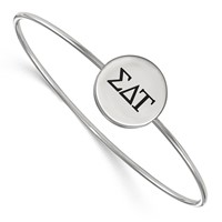 Sterling Silver Rh-plated LogoArt Sigma Delta Tau Enameled Slip-on Bangle view 1