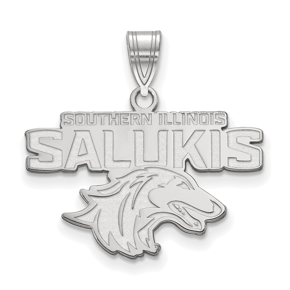 Sterling Silver Rhodium-plated LogoArt Southern Illinois University Salukis Medium Pendant