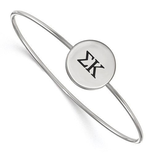 Sterling Silver Rh-plated LogoArt Sigma Kappa Enameled Slip-on Bangle