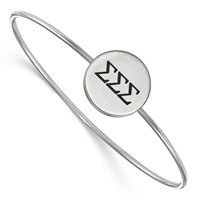 Sterling S. Rh-plated LogoArt Sigma Sigma Sigma Enameled Slip-on Bangle view 1