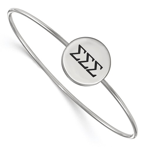 Sterling S. Rh-plated LogoArt Sigma Sigma Sigma Enameled Slip-on Bangle