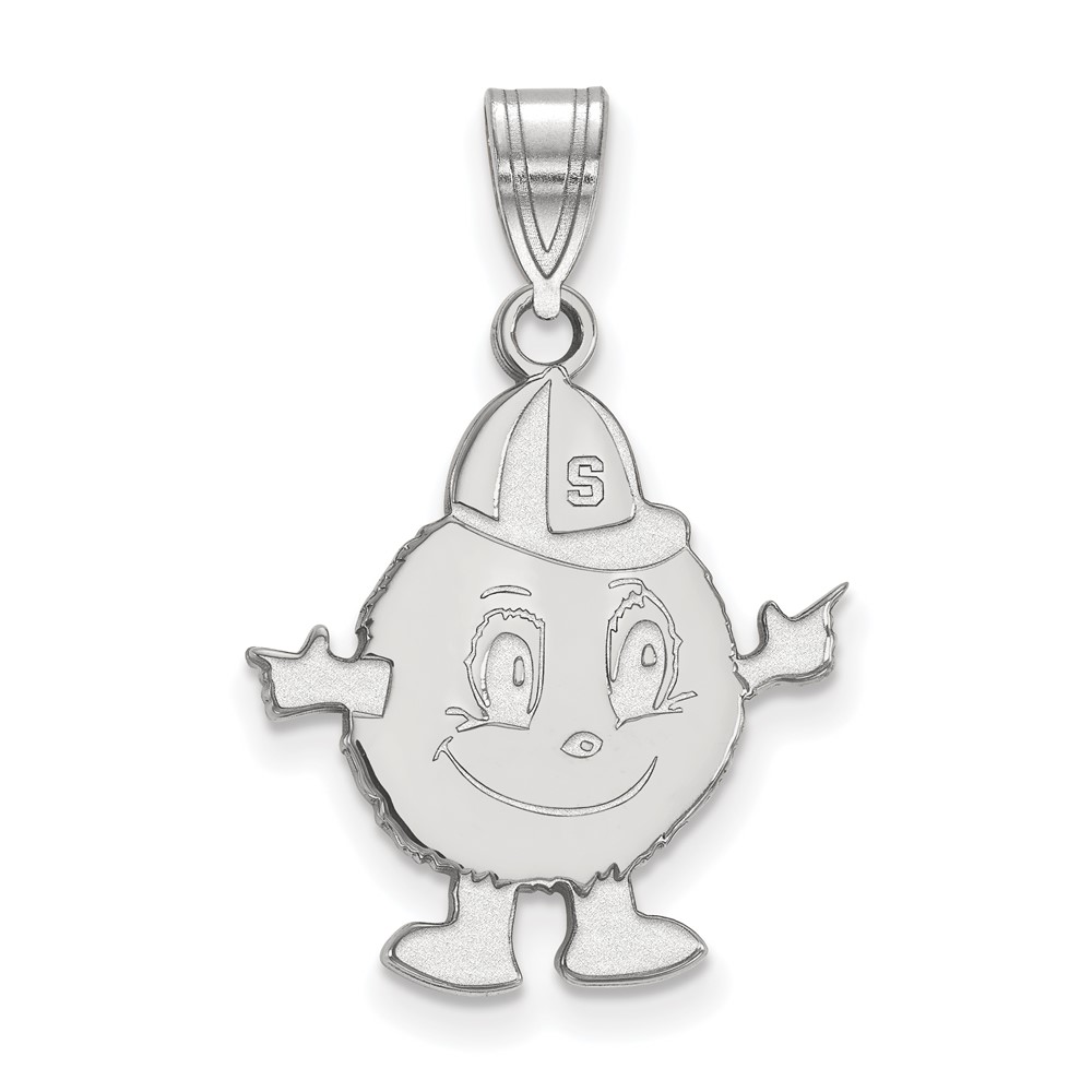 Sterling Silver Rhodium-plated LogoArt Syracuse University Mascot Large Pendant
