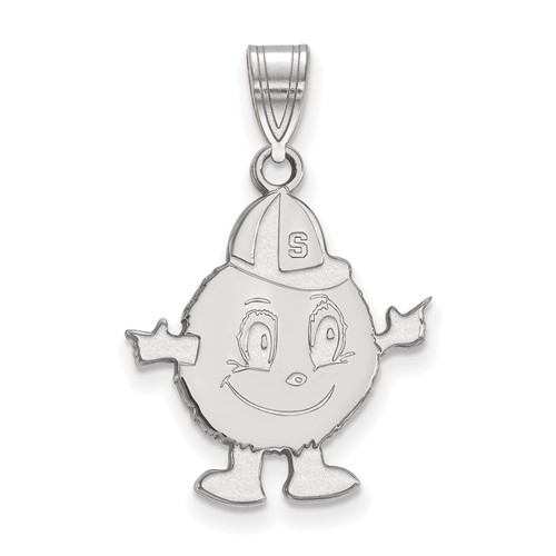 Sterling Silver Rhodium-plated LogoArt Syracuse University Mascot Large Pendant