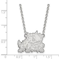 Sterling Silver Rhodium-plated LogoArt Texas Christian University Horned Frog Large Pendant Necklace, 18" view 2