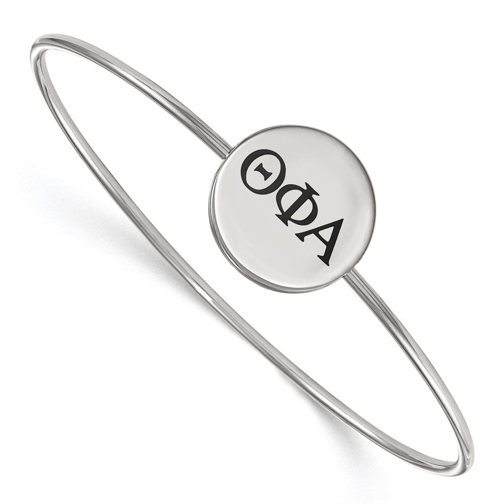 Sterling Silver Rh-plated LogoArt Theta Phi Alpha Enameled Slip-on Bangle