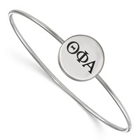 Sterling Silver Rh-plated LogoArt Theta Phi Alpha Enameled Slip-on Bangle view 1