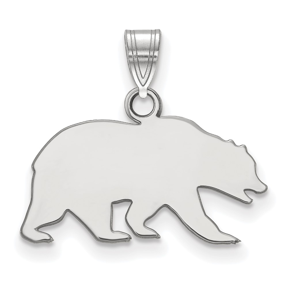 Sterling Silver Rhodium-plated LogoArt University of California Berkeley Bear Small Pendant