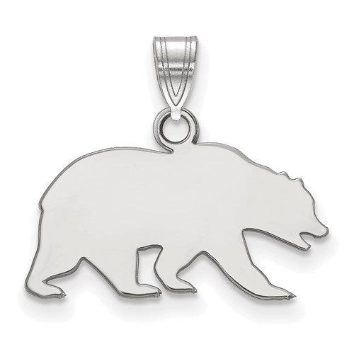 Sterling Silver Rhodium-plated LogoArt University of California Berkeley Bear Small Pendant