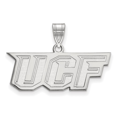 Sterling Silver Rhodium-plated LogoArt University of Central Florida U-c-f Medium Pendant