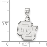 Sterling Silver Rhodium-plated LogoArt University of Colorado C-u Small Pendant view 2