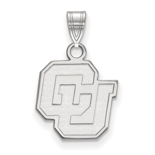 Sterling Silver Rhodium-plated LogoArt University of Colorado C-u Small Pendant